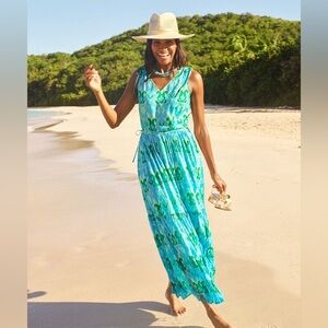 Talbot Petite Ikat Medallion Tiered Maxi Dress